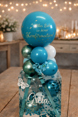 Box zur Konfirmation in Türkis